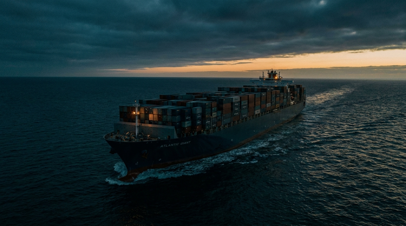 Container ship at sea